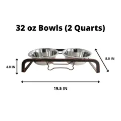 American Pet Supplies Rustic Elevated Dog Bone Feeder with 2 Stainless Steel Bowls