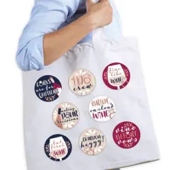 Big Dot of Happiness Vino Before Vows - 3 inch Winery Bridal Shower or Bachelorette Party Badge - Pinback Buttons - Set of 8