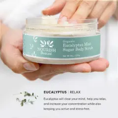 Nourish Beaute Organic Sugar Body Scrub for Exfoliation and Cellulite, Hydrates and Moisturizes Skin while Improving Skin Tone and Texture, 8 oz