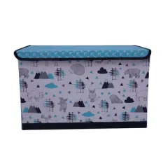 Bacati - Woodlands Aqua/Navy/Gray Boys Cotton Storage Toy Chest