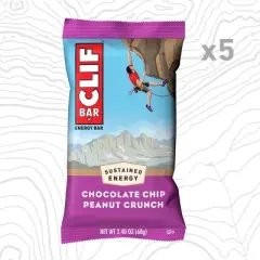 CLIF Bar Chocolate Chip Peanut Crunch Granola Protein Bar Made with Organic Oats - 11g Protein - 12oz/5pk