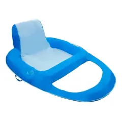 SwimWays 6060121 Spring Float Recliner Extra Large Summertime Relaxation Comfortable Lounge Seat with Cup Holder, Blue (4 Pack)