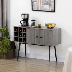 HOMCOM Coffee Bar Cabinet 9-Bottle Wine Rack and Adjustable Shelf, Sideboard Buffet Cabinet Wine Cabinet for Living Room