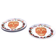The Lakeside Collection Set of 4 Fiesta Skull and Butterfly Plates