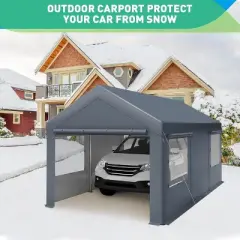 Acekool Portable Carport Canopy, Heavy Duty Steel Frame Garage Shelter, Water-Resistant Outdoor Vehicle Storage, Easy Assembly