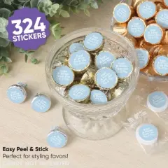 Big Dot of Happiness Dusty Blue Wedding Candy Stickers, Mr & Mrs Wedding Guest Favors, Party Favor Labels, Small Round Candy Stickers - 324 Count
