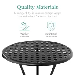 Best Choice Products 3-Piece Aluminum Patio Bistro Set w/ Umbrella Hole, 2 Chairs, Polyester Cushions - Black/Red