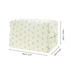 Unique Bargains Floral Quilting Makeup Bag Beige 1 Pc