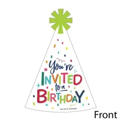 Big Dot of Happiness Cheerful Happy Birthday - Shaped Fill-in Invitations - Colorful Birthday Party Invitation Cards with Envelopes - Set of 12