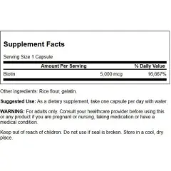 Swanson Biotin 5,000 mcg 30 Caps