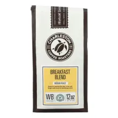 Charleston Coffee Roasters Breakfast Blend Whole Bean Coffee - Case of 6/12 oz Bags