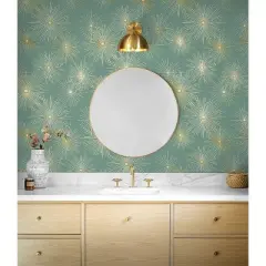 NextWall Starburst Geo Peel and Stick Wallpaper Teal Blue: Mid-Century Modern, Self-Adhesive, Repositionable, Washable