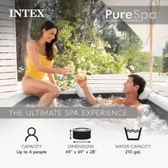 Intex PureSpa Greystone Deluxe Spa Set, 170 Bubble Jet Hot Tub with Cover