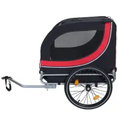 Gulches Pet Strollers: Black and Red Large Folding Bike Trailer for Dogs