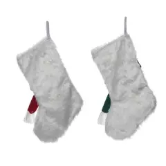Transpac Plush Snowman Stocking Set of 2 Christmas Home Decorations Holiday Stockings Made of Soft Polyester