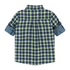 Andy & Evan  Toddler Navy & Lime Plaid Two-Faced Buttondown