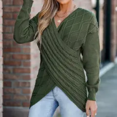 Women's Cable Knit Wrap Sweater - Cupshe