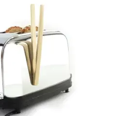 Norpro 8" Natural Wooden Bamboo Toaster Tongs with Magnet