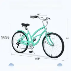 DSVIMOY Bicycles, 7 Speed Bicycles, Beach Cruiser Bike with Wide Wheels, Green, 69.29"*28.32"*43.2"