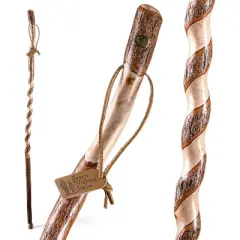 Brazos Rustic Wood Walking Stick, Twisted Sassafras, Traditional Style Handle, for Men & Women, Made in The USA