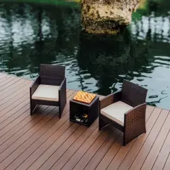 Nestl 3 Piece Patio Furniture Wicker Conversation Set