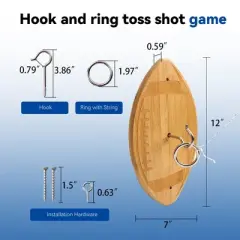 GSE Ring Toss Hook Game for Adults, Hook and Ring Toss Game Wall Mount for Outdoor/Indoor (Football)