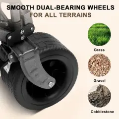 SUGIFT Collapsible Folding Wagon Cart 150L Large Capacity 600lbs Load Heavy Duty Steel Frame All Terrain Wheels Black