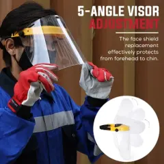 Bison Life Clear Face Shield, Reusable & Lightweight Face Protection, One Size, Yellow - 2 Pack