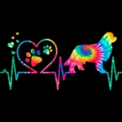 Women's Design By Humans Newfoundland Tie Dye Heart Beat Paw Prints By MiuMiuShop Racerback Tank Top