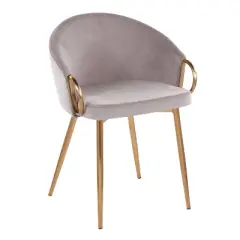 LumiSource Set of 2 Claire Dining Chairs Gold/Silver: Upholstered Velvet, Low Back, Steel Legs