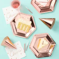 10ct 5" Metallic Foil Party Hats Rose Gold - Spritz&trade;