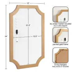 Kate & Laurel All Things Decor 15"x24" Holbrook Magnetic Dry Erase Board Gold
