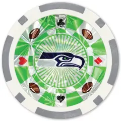 MasterPieces Casino Style 20 Piece 11.5 Gram Poker Chip Set NFL Seattle Seahawks Silver Edition