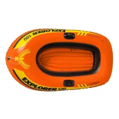Intex 58329EP Explorer 100 1 Person Youth Kids Pool Lake Inflatable Raft Row Boat with 2 Air Chambers, Rigid Design, and Bow Tow Rope