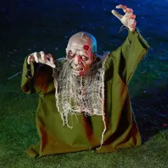 Joyfy Halloween Decor Zombie Groundbreaker, Light Up Eyes Creepy Animated Zombie for Halloween Party Outdoor Lawn Patio Yard Decoration