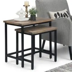 2pc Rhonda Solid Mango Wood Nesting Side Table - Wyndenhall