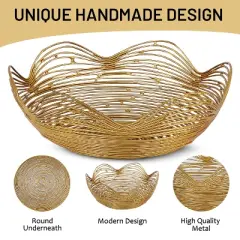 Mela Artisans Gurez Valley Large Metal Bowl in Gold