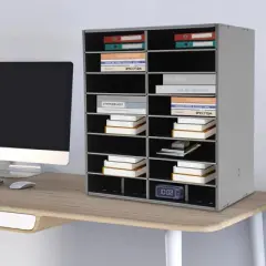 YIYIBYUS 16-slot File Organizer File Storage Holder, Black/White