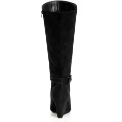 Women's Plus Size WIDE FIT Clea Knee Wedge Boot - black | CITY CHIC
