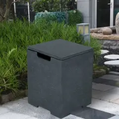 Elementi 15.9" Outdoor Propane Tank Cover Concrete Hideaway Table for 20 lb Tank