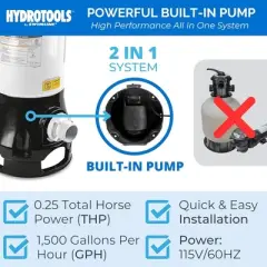 Swimline HYDROTOOLS Cartridge Pool Filter System for Above Ground Pools