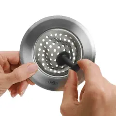OXO Sink Strainer: Silicone & Stainless Steel, Kitchen Drain Catcher, Dishwasher-Safe, Black