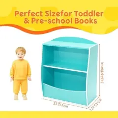 Jojoka Kids Bookshelf,Book Storage Organizer,2-Tier Kids Bookcase with Open Compartments