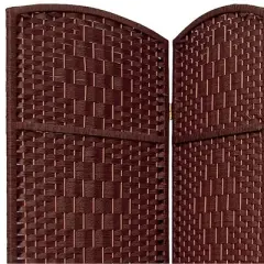7 ft. Tall Diamond Weave Room Divider - Dark Red (6 Panels)