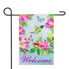 Northlight Welcome Hummingbird Floral Outdoor Garden Flag 12.5" x 18"