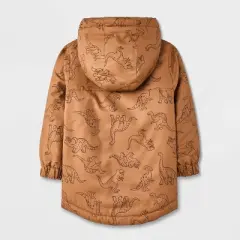 Toddler Boys' Dino Printed Hooded Parka Jacket - Cat & Jack&trade; Brown