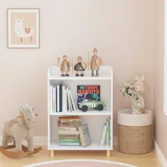 KTMBDW Kids Bookshelf, Children Bookcases with Storage, Wood Kids Toy Storage Organizer for Playroom, Nursery School