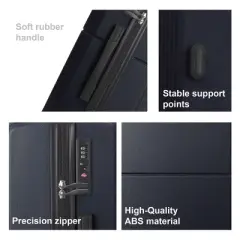 Syemin Luggage 3-Piece Luggage Set-20", 24", And 28" Suitcases with Silent Spinner Wheels Suitcase Sets Carry on Luggage, Blue, 21.06"*11.81"*30.31"