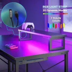 Bestier L Shaped Gaming Desk or 2 Person Long Table with Shelves Monitor Stand and Keyboard Tray