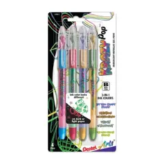 Pentel Arts Krazy Pop Iridescent Gel Pen, 1.0mm Bold line, Assorted Ink (XC/BD/CP/DG), 4 Per Set, 3 Sets